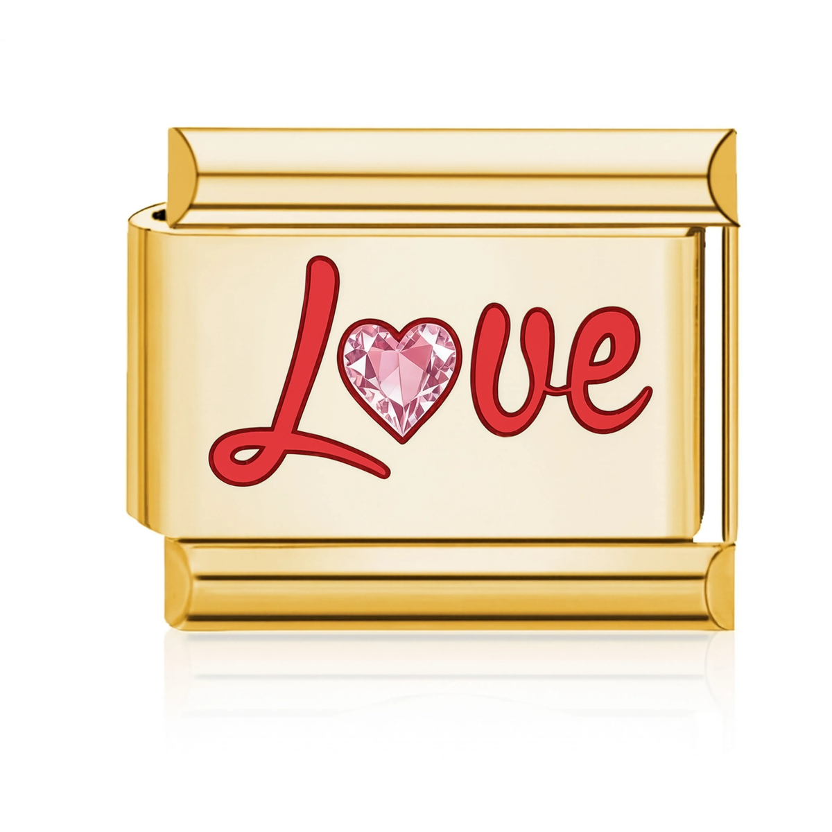Love with Pink Heart Italian Charm - Gold