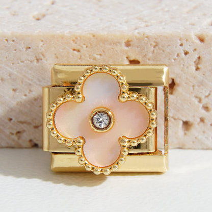 Lucky Clover Italian Charm Gold - Pink