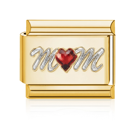MOM with Heart Italian Charm - Gold