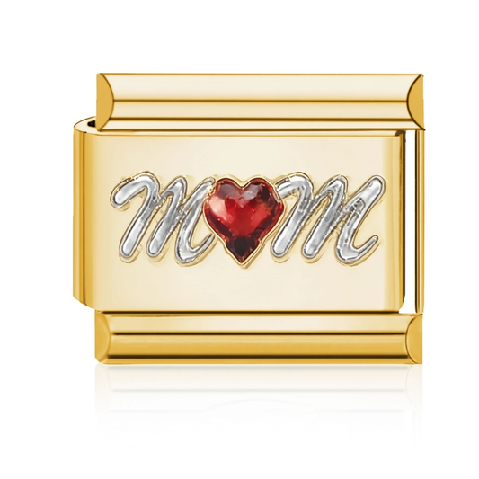 MOM with Heart Italian Charm - Gold