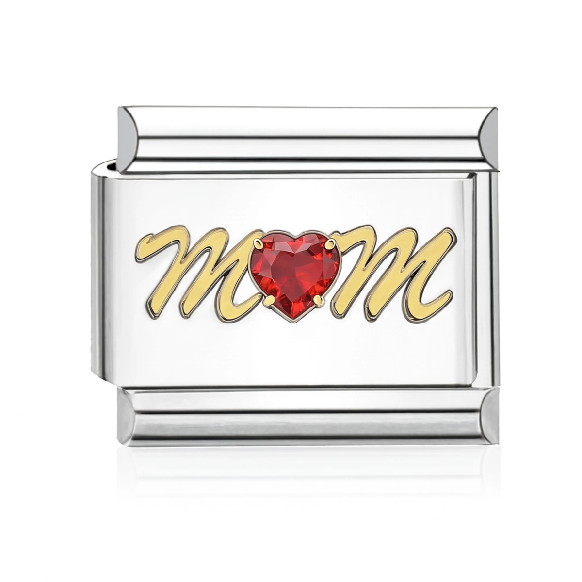 MOM with Heart Italian Charm - Silver