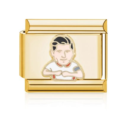 Man White Shirt Arms Crossed Italian Charm - Gold