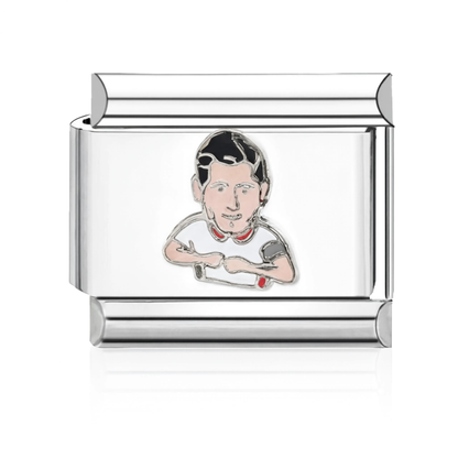 Man White Shirt Arms Crossed Italian Charm - Silver