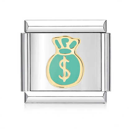 Money Bag Italian Charm Silver