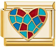 Mosaic Heart Italian Charm - Gold