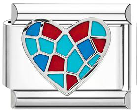 Mosaic Heart Italian Charm - Silver