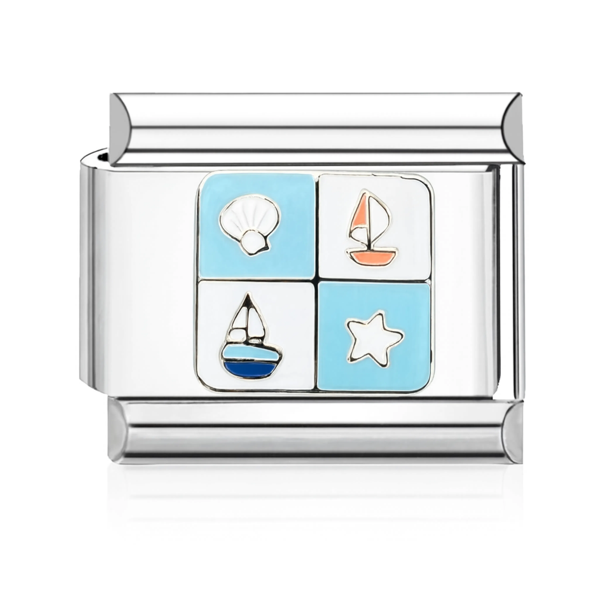 Nautical Four-Square Italian Charm Silver