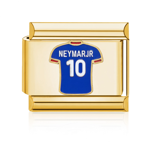 Neymar Jr Blue Jersey Italian Charm - Gold