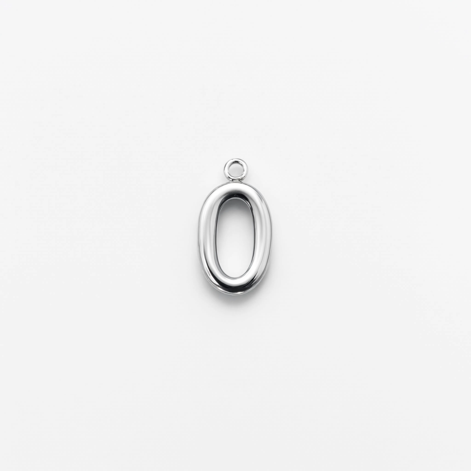 Number 0 Charm Silver