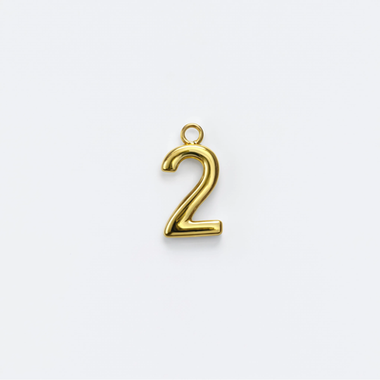 Number 2 Charm Gold
