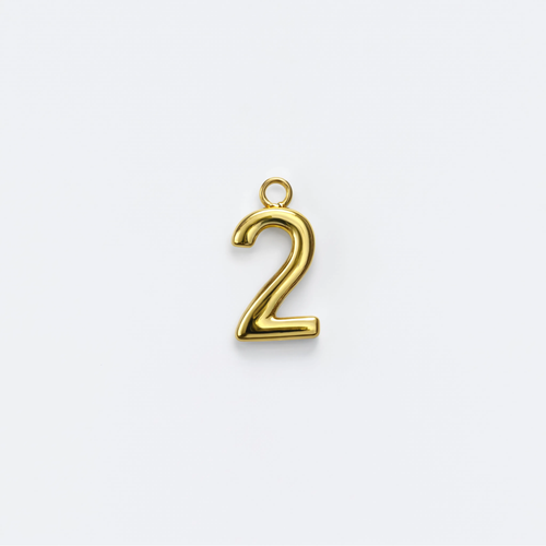 Number 2 Charm Gold