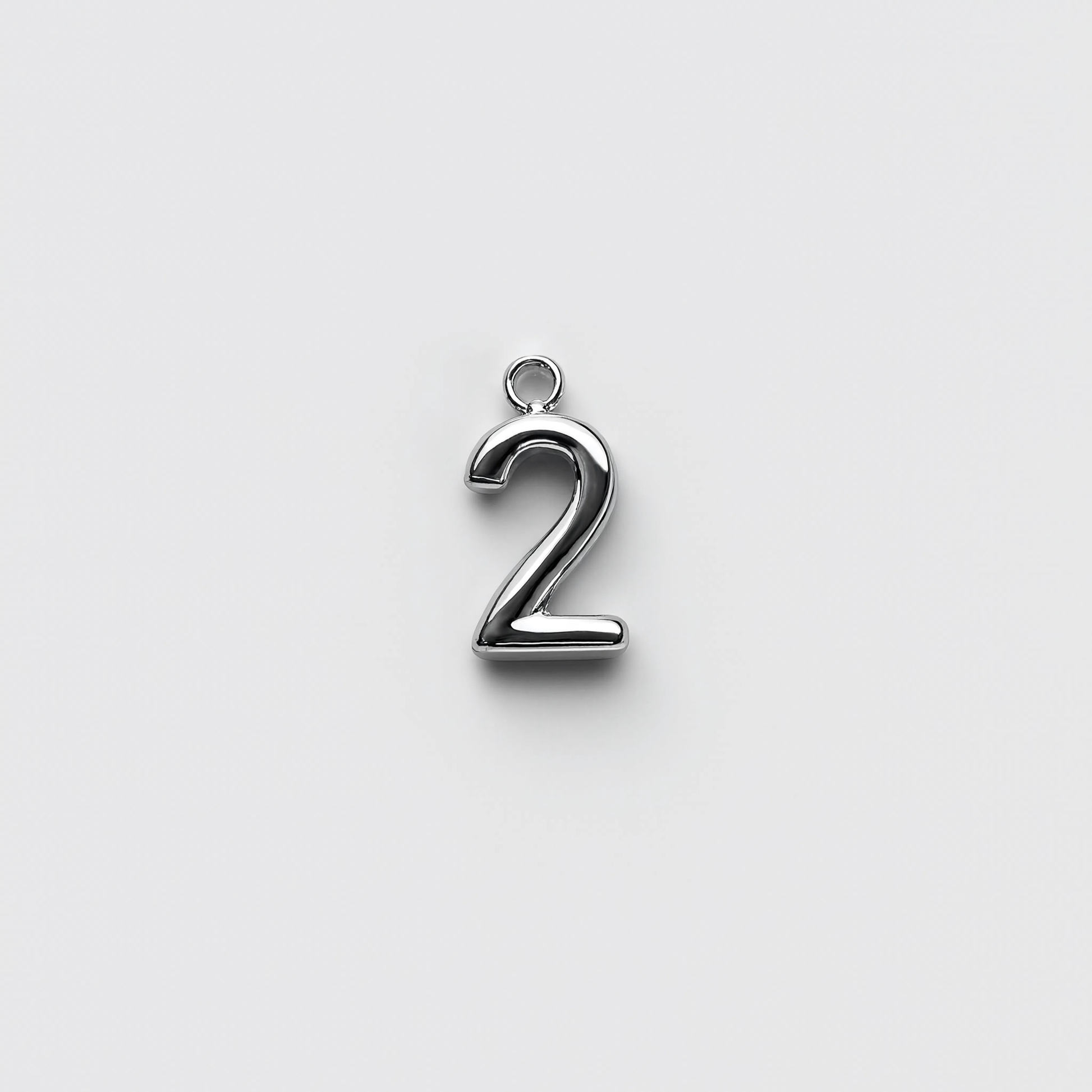 Number 2 Charm Silver