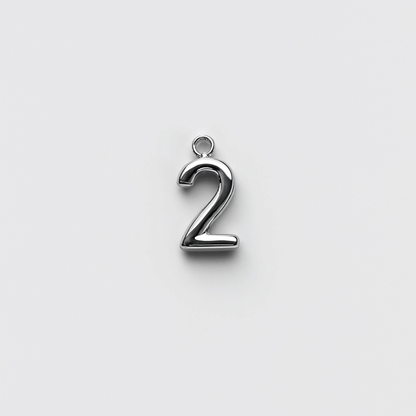 Number 2 Charm Silver