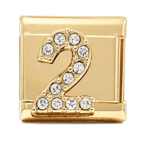 Number 2 Italian Charm Gold