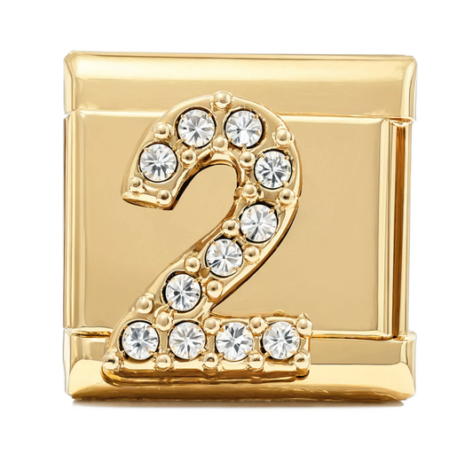 Number 2 Italian Charm Gold