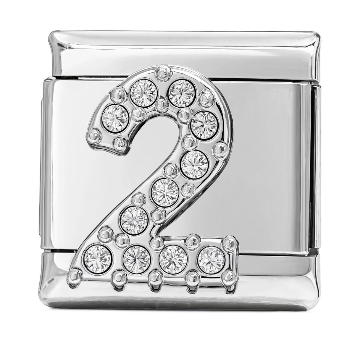 Number 2 Italian Charm Silver
