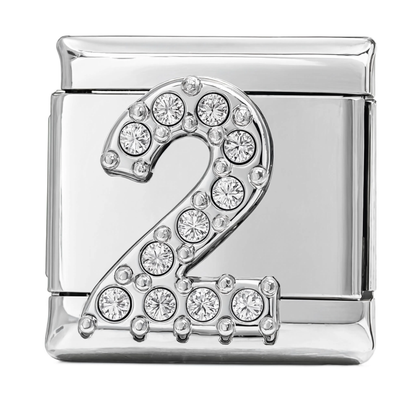 Number 2 Italian Charm Silver
