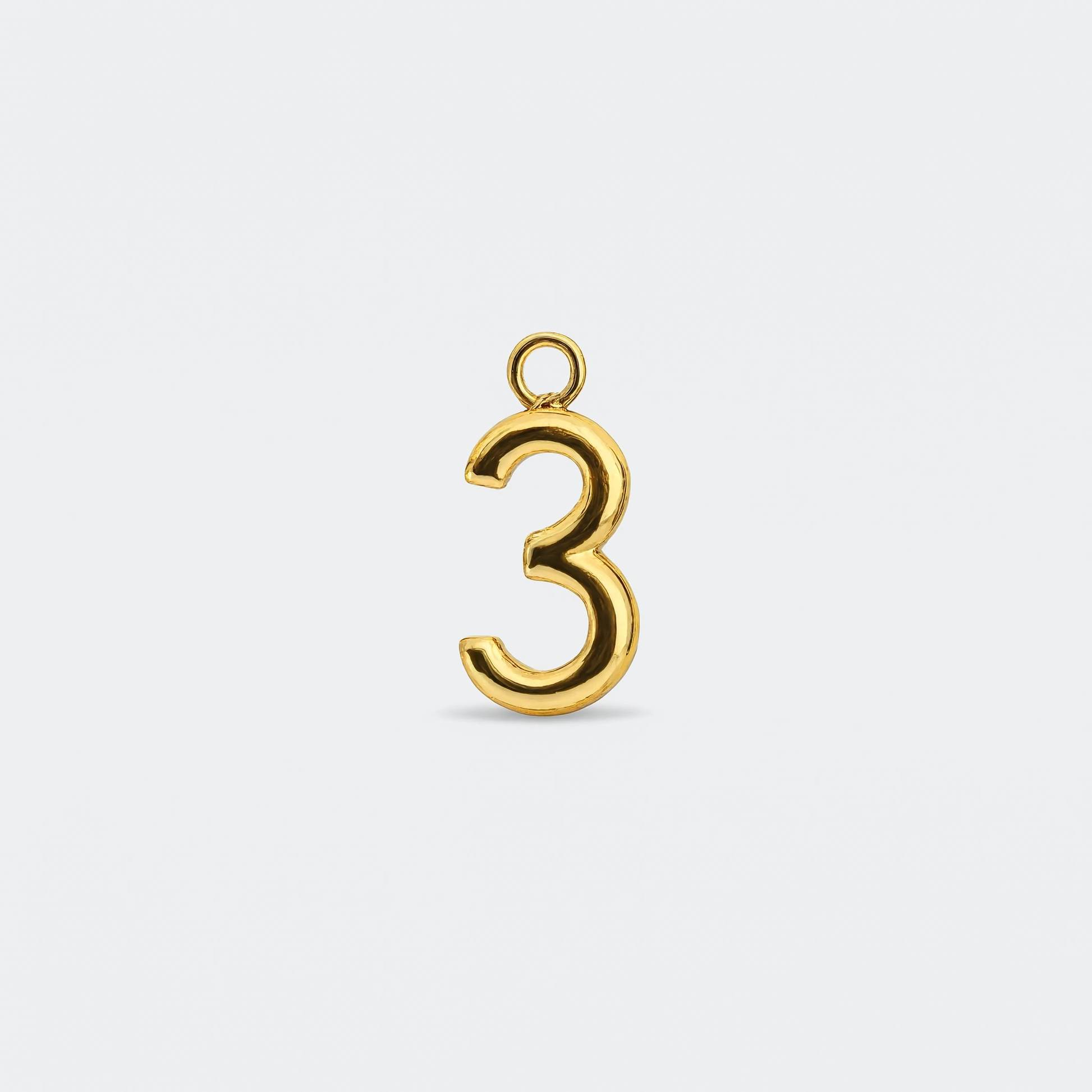 Number 3 Charm Gold