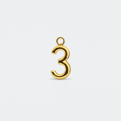Number 3 Charm Gold