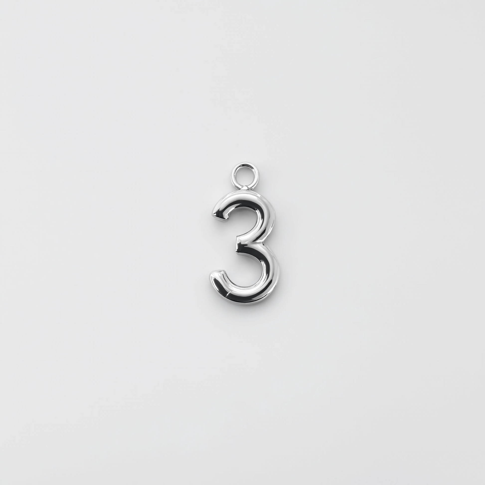 Number 3 Charm Silver