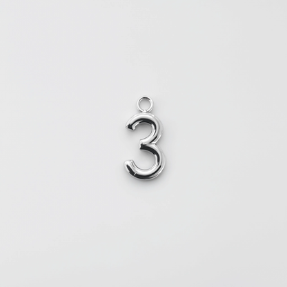 Number 3 Charm Silver