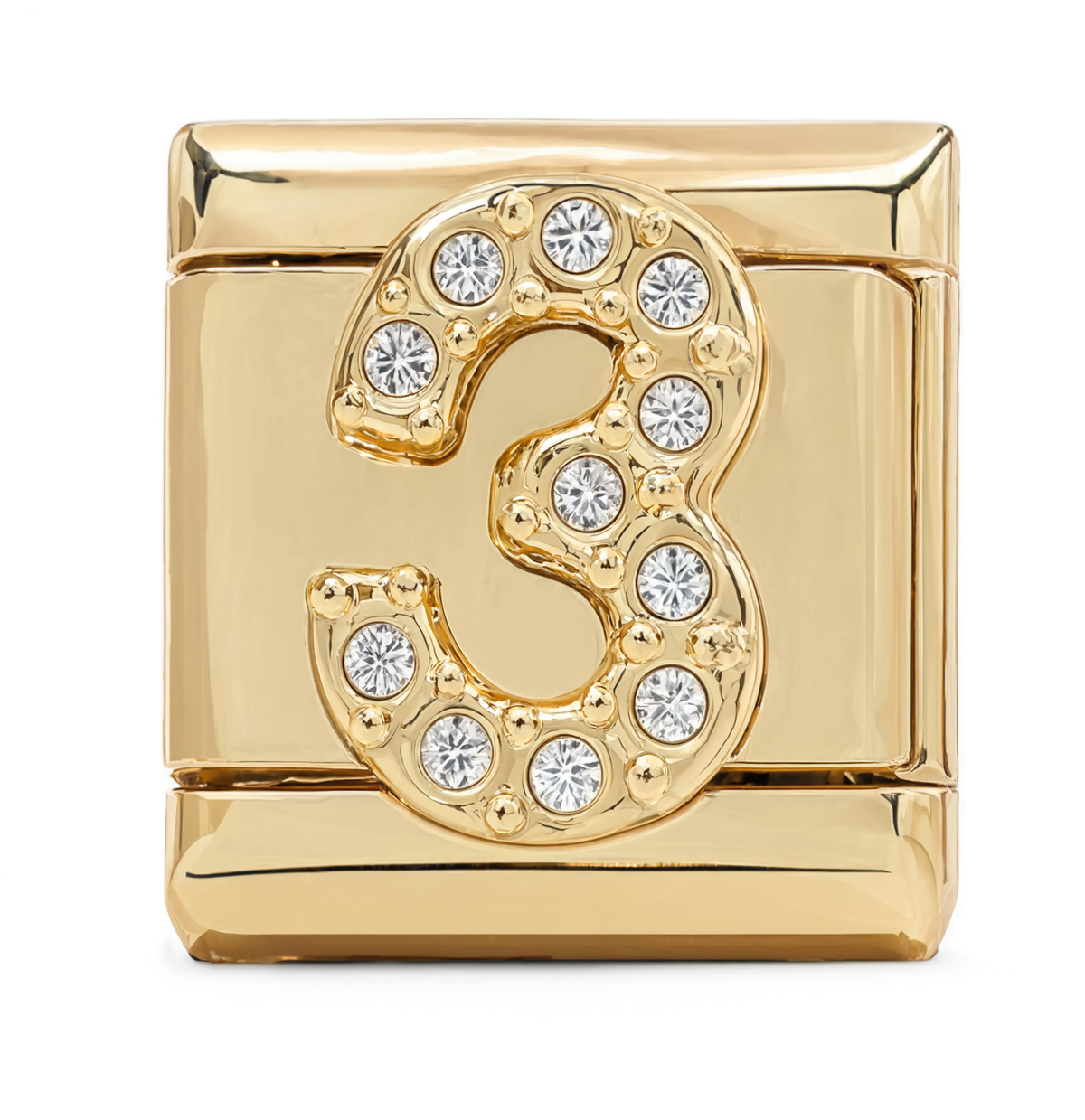 Number 3 Italian Charm Gold