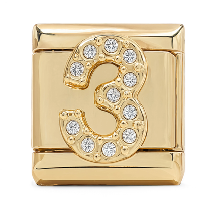 Number 3 Italian Charm Gold