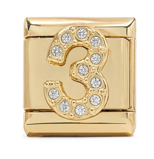 Number 3 Italian Charm Gold