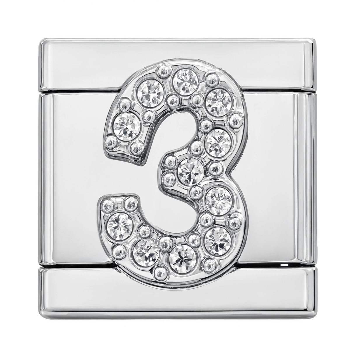 Number 3 Italian Charm Silver