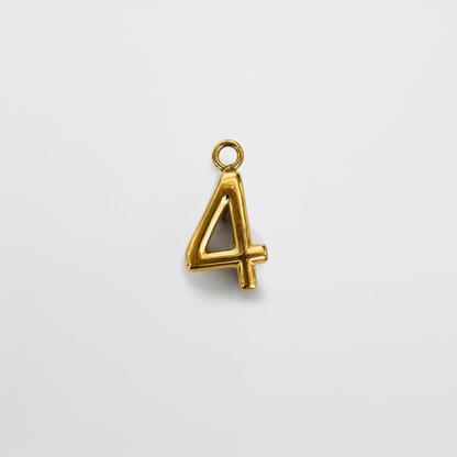 Number 4 Charm Gold