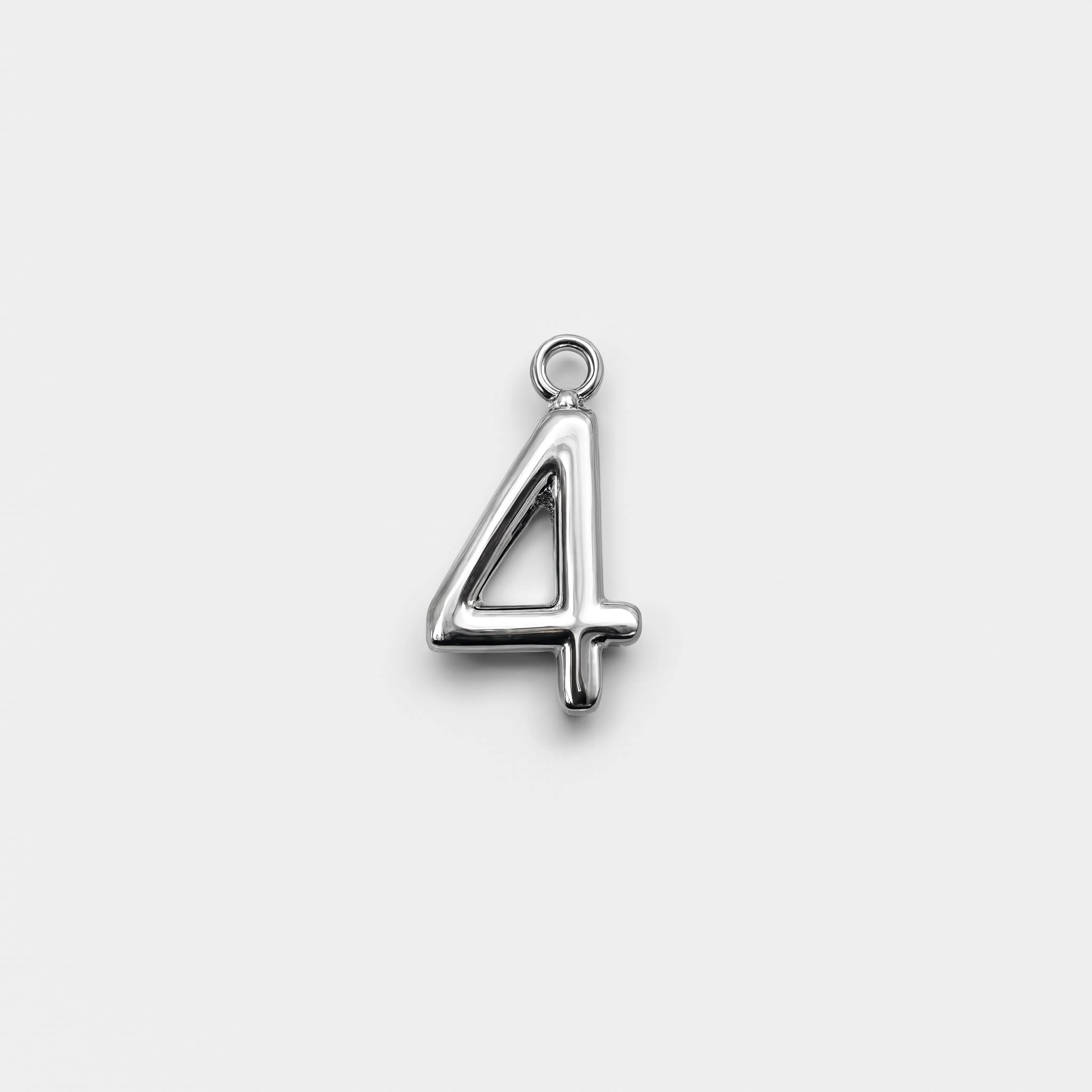 Number 4 Charm Silver