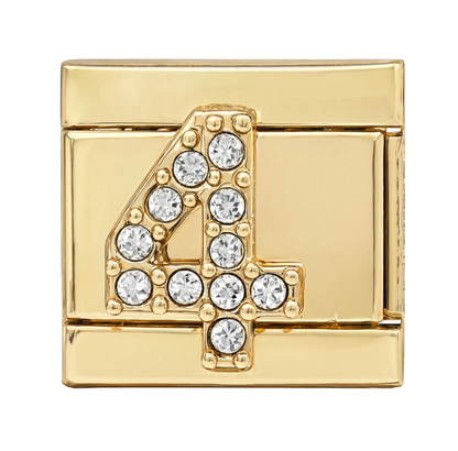 Number 4 Italian Charm Gold