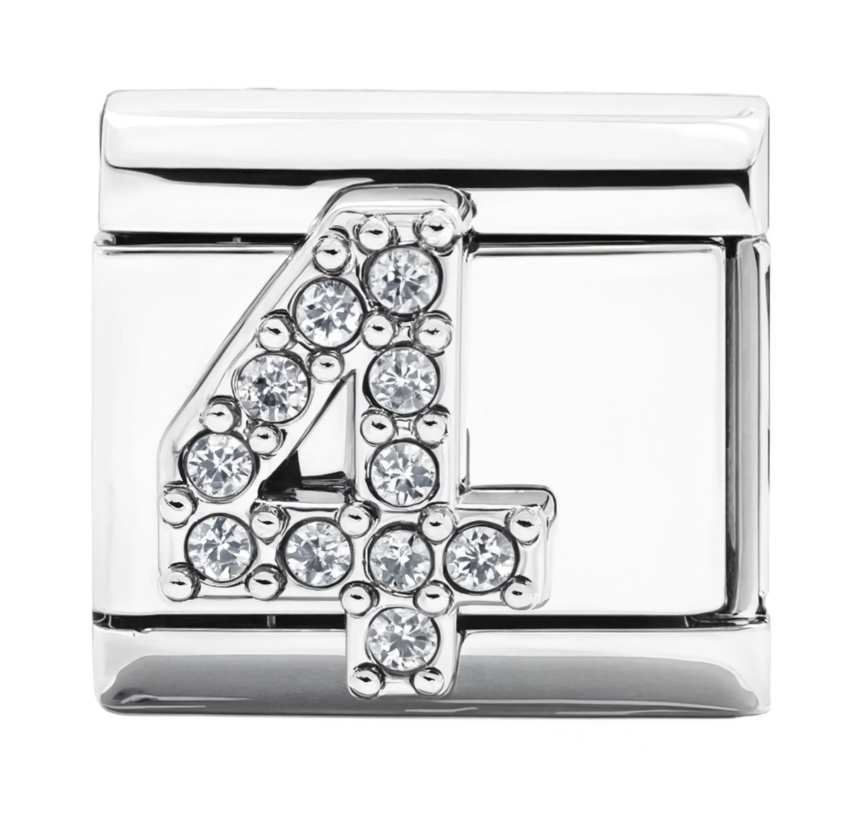 Number 4 Italian Charm Silver