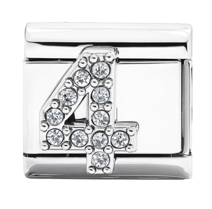 Number 4 Italian Charm Silver