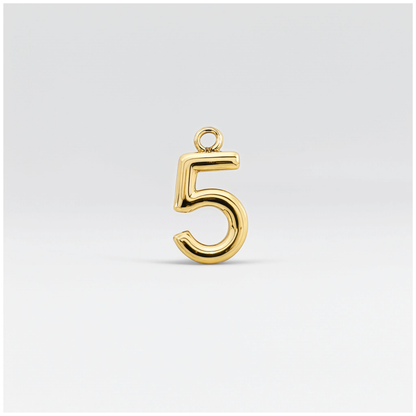 Number 5 Charm Gold