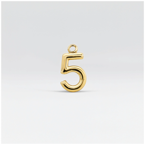 Number 5 Charm Gold