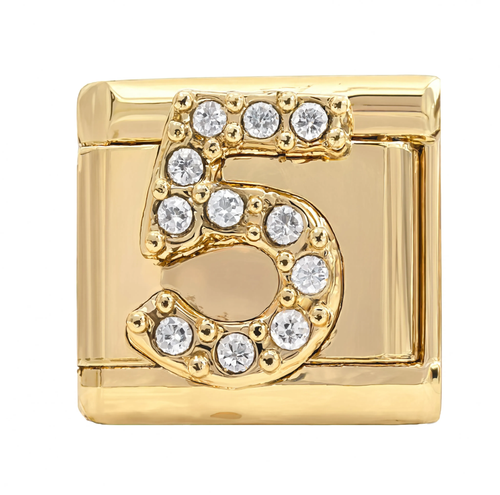 Number 5 Italian Charm Gold