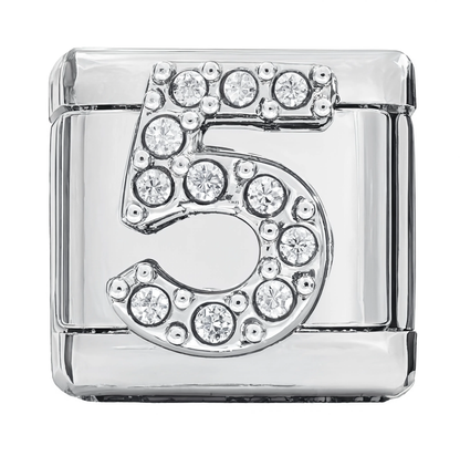Number 5 Italian Charm Silver
