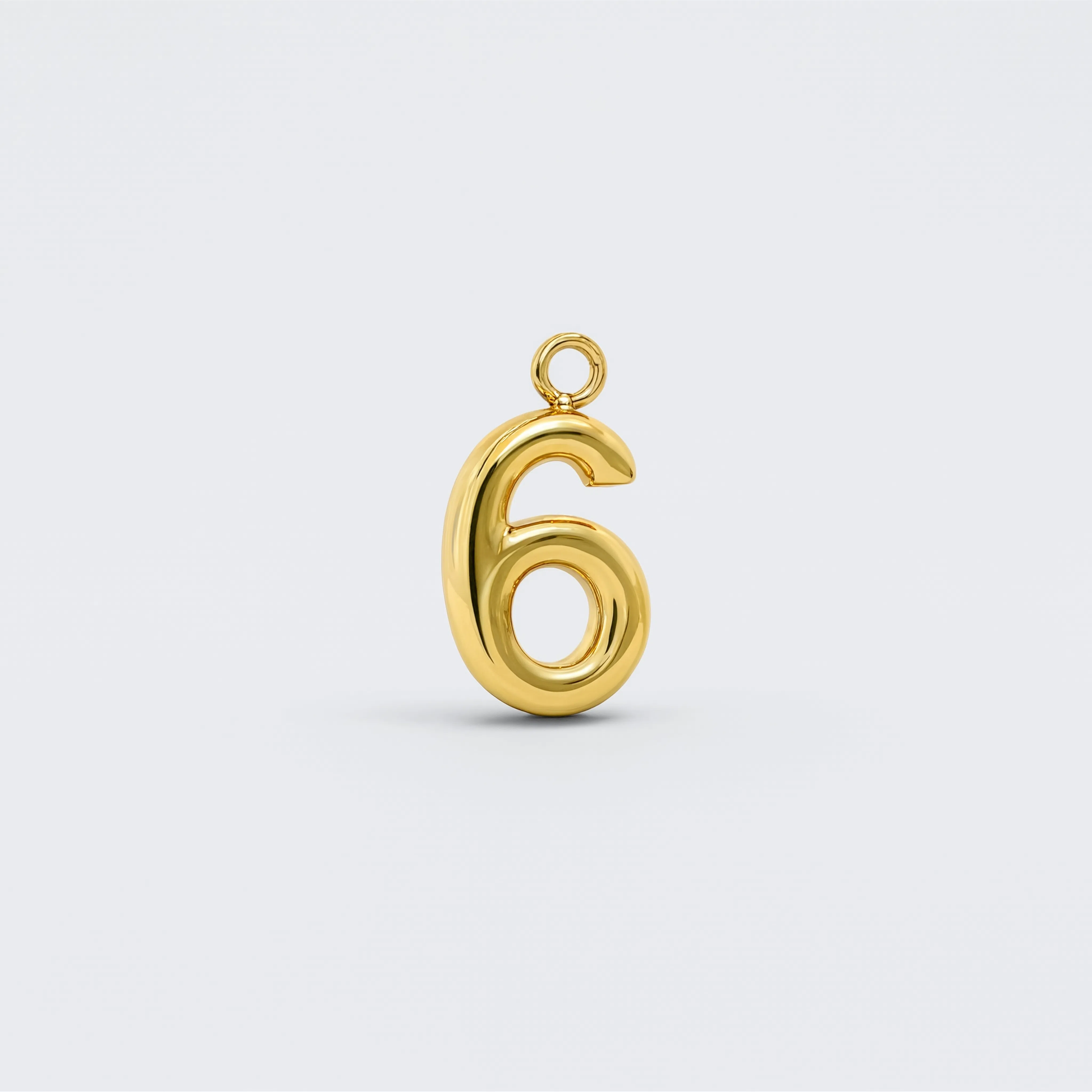 Number 6 Charm Gold