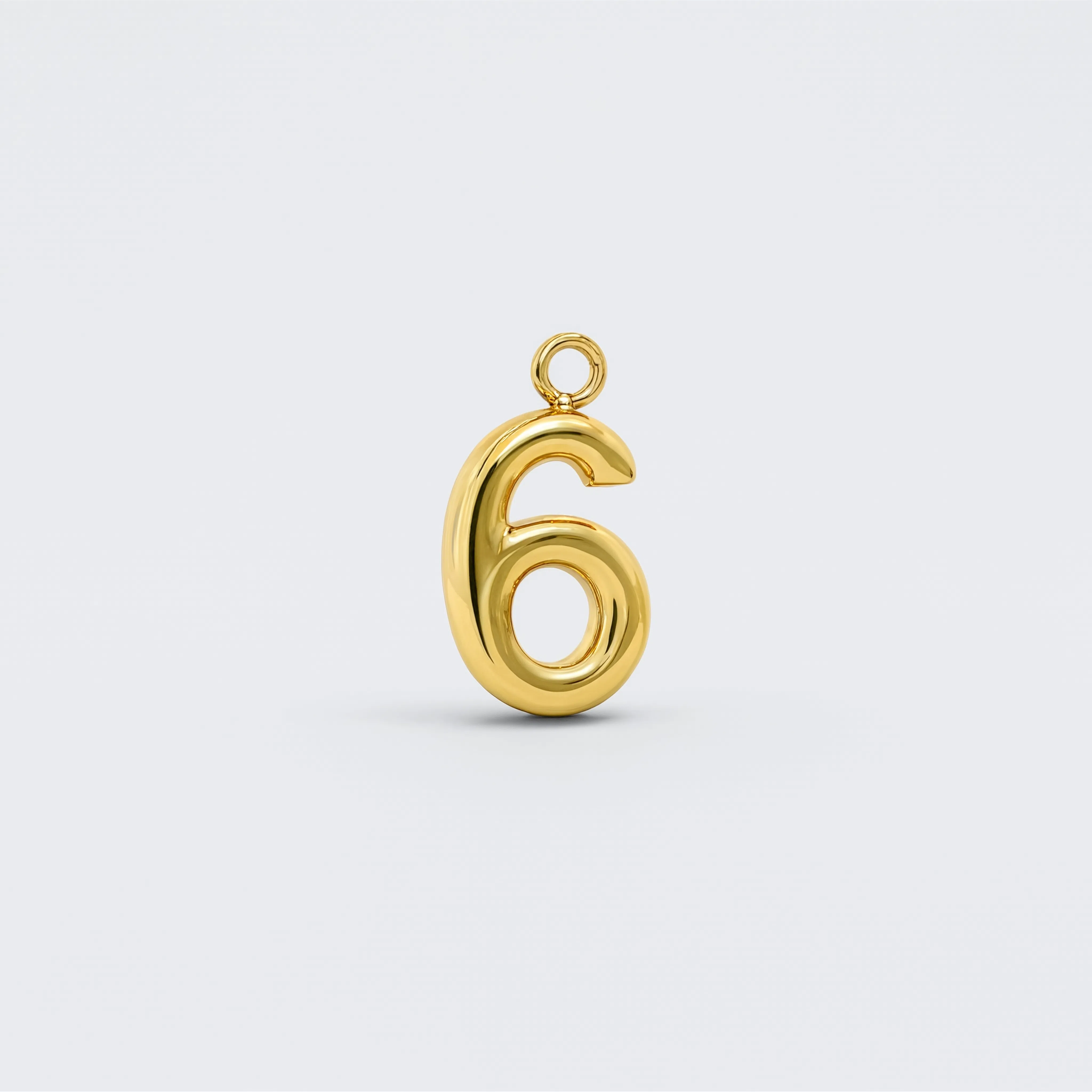 Number 6 Charm Gold