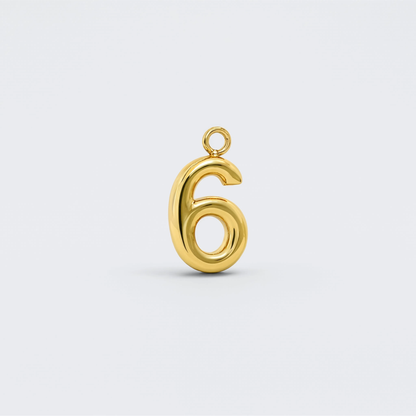 Number 6 Charm Gold