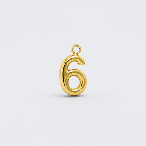 Number 6 Charm Gold