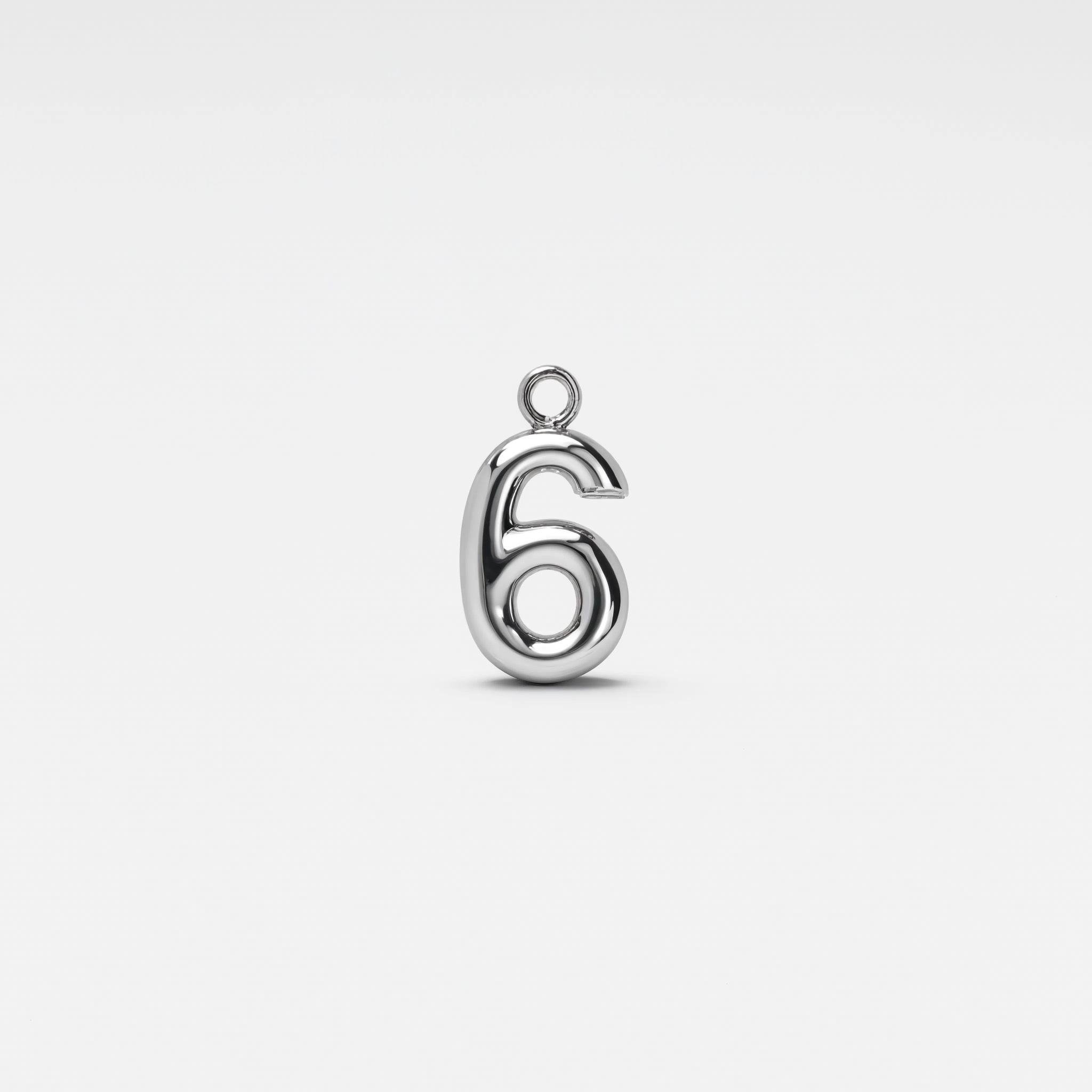 Number 6 Charm Silver