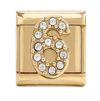 Number 6 Italian Charm Gold