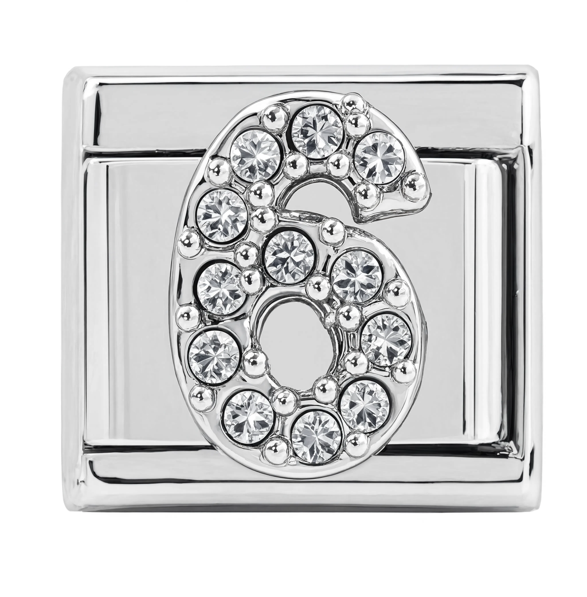 Number 6 Italian Charm Silver