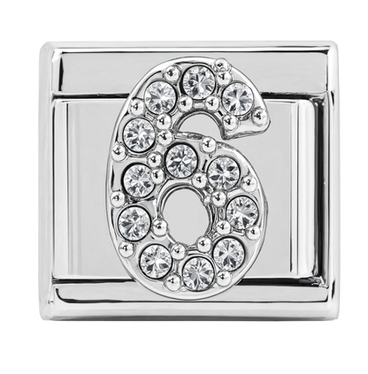Number 6 Italian Charm Silver