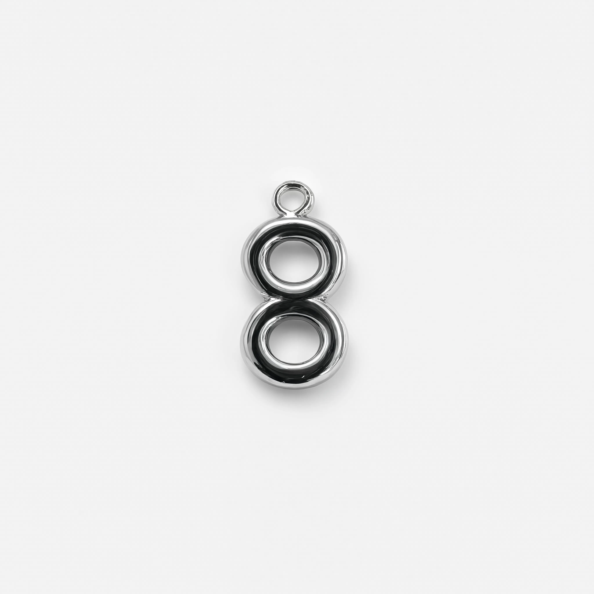 Number 8 Charm Silver