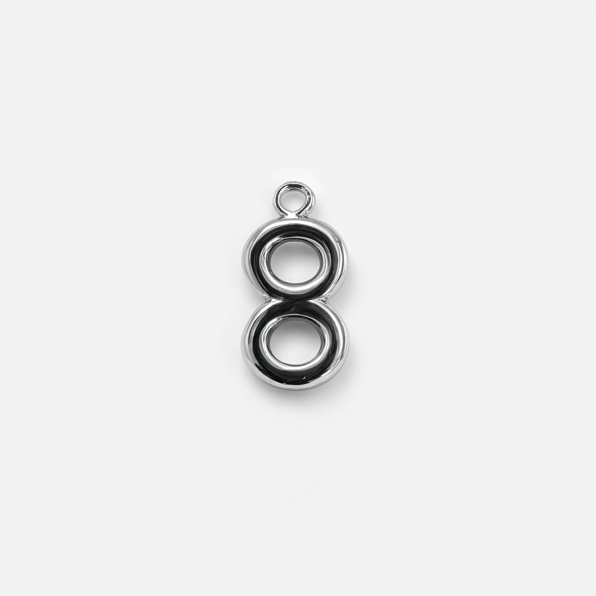 Number 8 Charm Silver