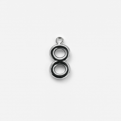 Number 8 Charm Silver