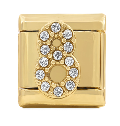 Number 8 Italian Charm Gold
